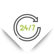 icono de flecha en círculo con escrito de 24/7