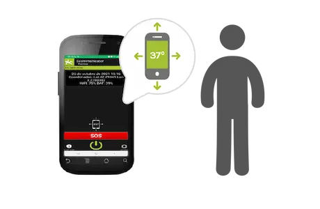 imagen de hombre de pie junto a smartphone app dispositivo hombre muerto
